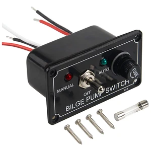 Black Bilge Alarm Pump Switch With LED Indicator DC12V Marine Boat Accessories - Picture 1 of 11