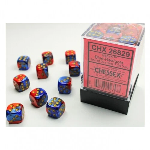 Dice - 12 Mm - Gemini Blue-Red/Gold (Dice Set 36 X W6) — 第 1/1 张图片