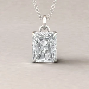 Colgante de plata 925 halo oculto moissanita corte radiante de 2,94 quilates regalo para mujer - Imagen 1 de 6