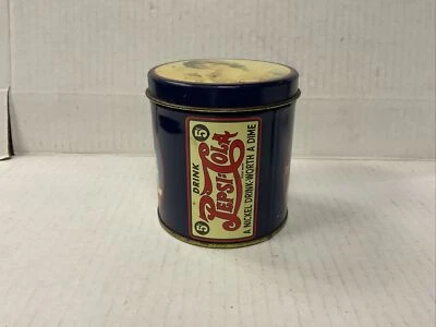 PEPSI COLA Blue TIN CAN 3.5" A NICKLE DRINK WORTH A DIME - Image 1 of 4