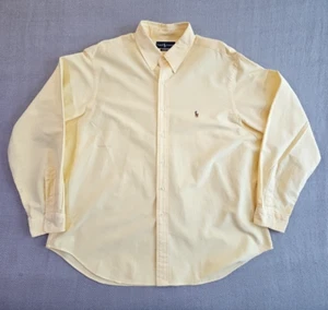 Ralph Lauren Men's 18 36/37 Classic Flesh Pony Butter Yellow Oxford Shirt EUC - Picture 1 of 14