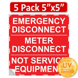 5"x3.5" NEC compliant Emergency Meter Disconnect Service Outdoor Laminated Label - Picture 1 of 5