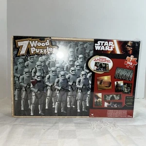 Star Wars 7 Wood Puzzles "The Force Awakens" in Wood Storage Box ~NEW IN BOX~ - Picture 1 of 3