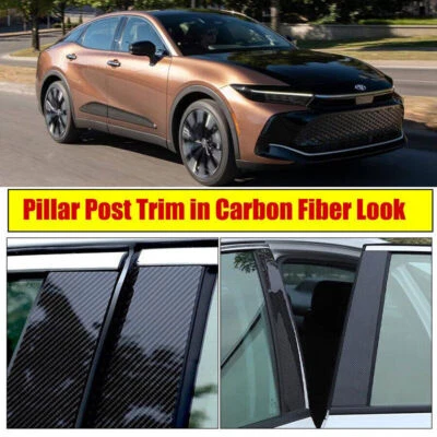 8x Kit de cubierta de calcomanías de fibra de carbono para puerta postes de pilar Toyota Crown 2023-25  Foto 1 de 4