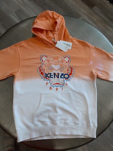 Felpa con cappuccio Kenzo Paris Tiger ricamata immersione arancione taglia L