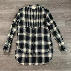 Denim & Supply Ralph Lauren Shirt Womens Large Black Beige Plaid Tunic Button Up - Picture 1 of 9