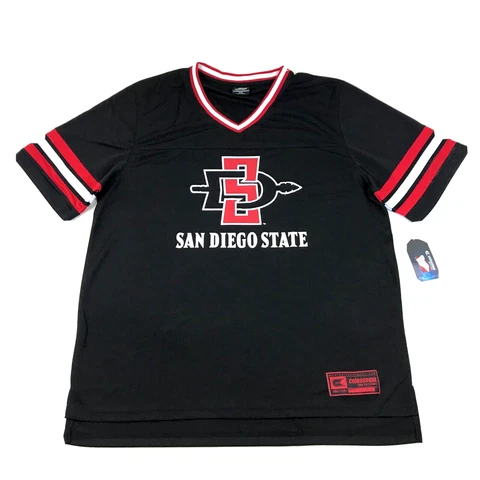NEW San Diego State Aztecs Jersey Size 2XL XXL Black Red Tee Short Sleeve NCAA Cover