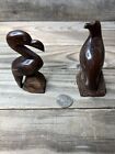 Vintage Hand Carved Ironwood Bird Figurines (Set of 2) Pelican And Eagle, Hawk