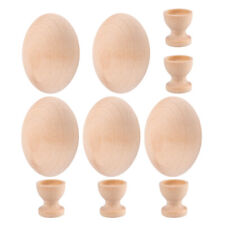 5 Sets Unfinished Crafts Wood Unpainted Eggs DIY Blank Wooden Displays