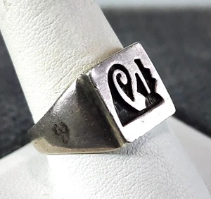Hopi Sterling Silver Overlay Old Vintage Men's Ring Size 10, 9.2gm - Picture 1 of 5
