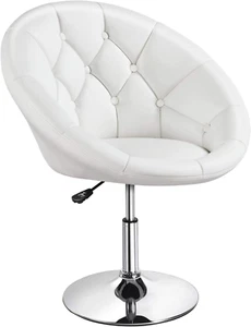 Vanity Chair Makeup Swivel Accent Chair Height Adjustable round Back Tilt Chair - Picture 1 of 9