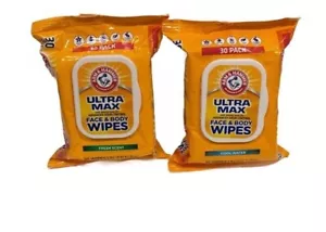 Arm & Hammer ultra max face & body wipes cool water or fresh scent set of 2 pack - Picture 1 of 3