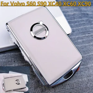 Beige Leather Key Remote Control Case Fob Shell Cover For Volvo S60 XC60 XC90 - Picture 1 of 4