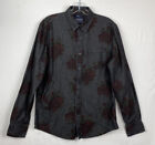 American Rag Cie Mens S Floral Black Dark Gray Button Up Long Sleeve Shirt
