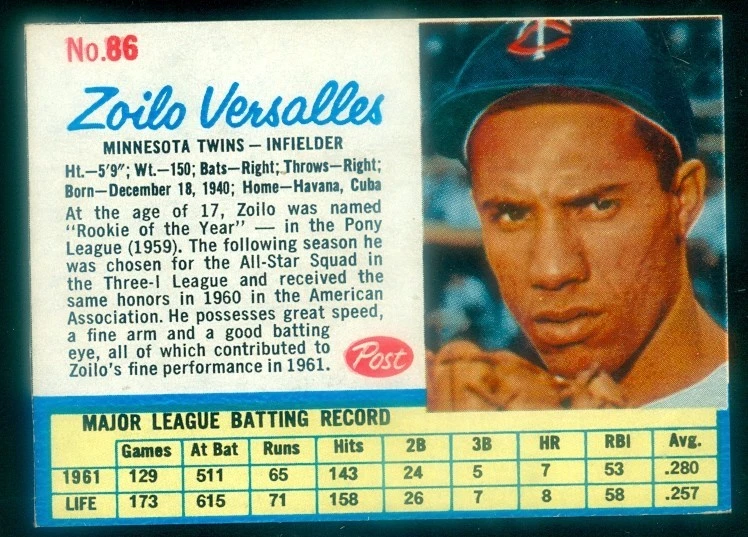 1962 POST #86 ZOILO VERSALLES EXMT - Image 1 of 1