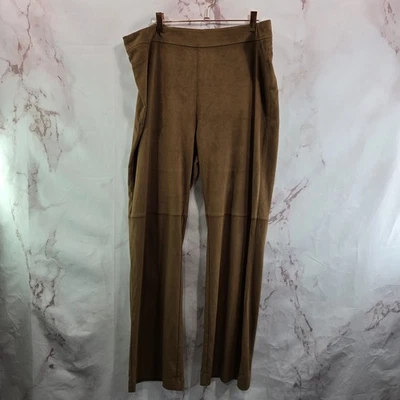 Soft Surroundings Leggings Womens XL Brown Suede Bootcut High Rise Pull On Flare - Image 1 of 4