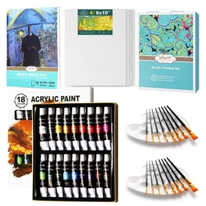 Acrylic Art Set with 18 Colors, Canvases, Brushes & Palette - Picture 1 of 7