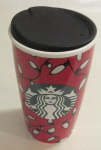Starbucks 2016 Holiday Tumbler Christmas Lights Red Ceramic 12oz Coffee Mug - Picture 1 of 10
