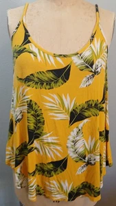 Camiseta sin mangas XXL FOREVER 21 amarilla hawaiana hoja tropical - Imagen 1 de 4