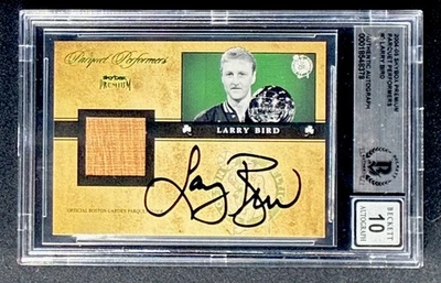 Larry Bird Signed BGS AUTO 10 2004-05 SKYBOX PARQUET PERFORMERS BOSTON GARDEN - Image 1 of 2
