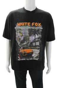 White Fox Mens Short Sleeve Crew Neck Graphic Tee Shirt Black Cotton Size S/M - Picture 1 of 6