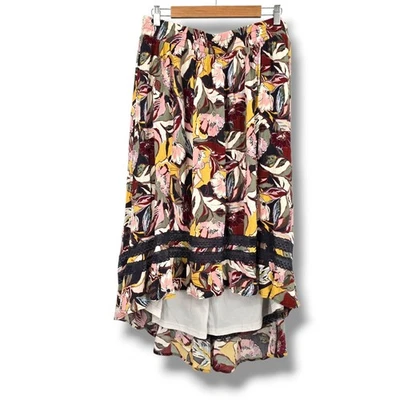 Torrid Women's Plus Boho Floral Maxi Skirt with Lace Trim Elastic Waist Size 1 - Image 1 of 4