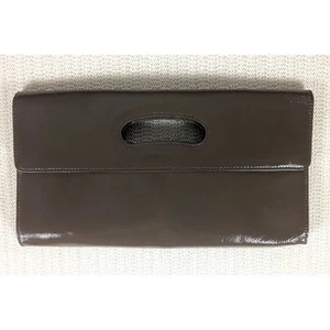 Hobo International Brown Katrina Patent Leather Envelope Handbag Clutch Purse - Bild 1 von 5