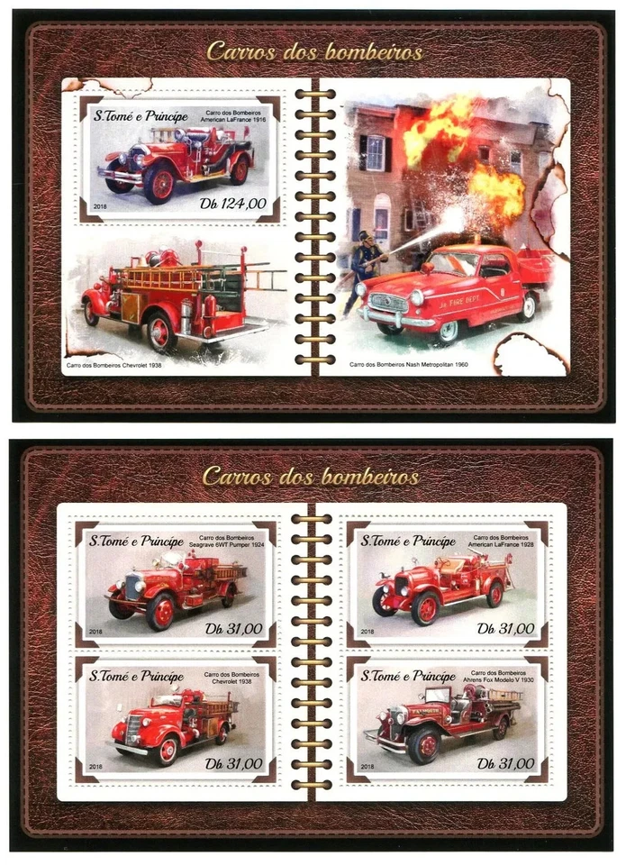 Fire Engines /  Firetrucks / Firefighters - stamps - Sao Tome  2018 - MNH** SN. - Image 1 of 1