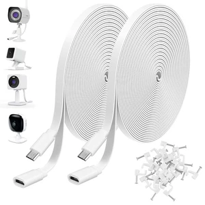 Confezione da 2 cavi di prolunga micro USB da 10 piedi per Zmodo, Wyze Cam, cavo di ricarica piatto - Foto 1 di 7