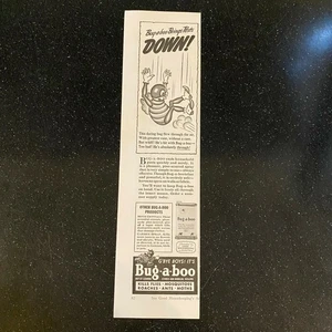 1939 Bug-a-Boo Bug Spray Poision Vintage Magazine Print Ad - Picture 1 of 1