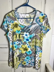 Jean-Pierre Klifa Top Gr. L Blumenmuster geometrisches Muster - Bild 1 von 7
