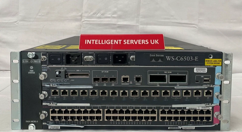 Cisco Catalyst 6503 1x VS-S2T-10G 1x WS-X6848-TX 1x WS-X6816-10T-2T Switch  - Image 1 of 2