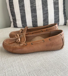 ABEO Marilee Größe 7N CAMEL COLOR DRIVING MOC WEICHES LEDER MIT Schnur & Schleife - Bild 1 von 5