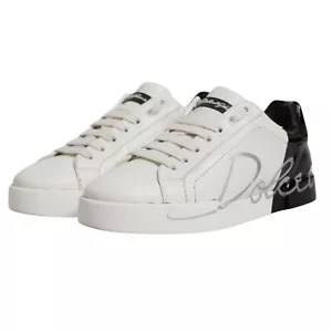 Dolce & Gabbana Schuh Weiß Schwarz Logo Portofino Herren Sneaker EU42 / US9 820usd - Bild 1 von 8