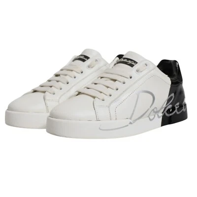 DOLCE & GABBANA Shoe White Black Logo Portofino Men Sneaker EU37.5/ US7 820usd - Image 1 of 4
