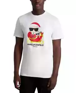 Karl Lagerfeld Paris Slim-Fit Santa Karl Graphic T-Shirt White - Picture 1 of 1