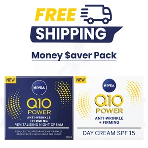 Nivea Q10 FPS 15 Crema de Día Facial Antiarrugas Plus Crema de Noche Facial 50 ml - Imagen 1 de 4