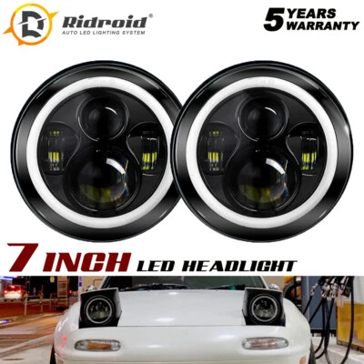 7inch Sealed Beam LED Headlights Halo For Mazda Miata 1990-1997 RX-7 1979-1985 - Image 1 of 4
