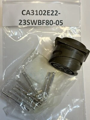 NEW ITTC CA3102E22-23SWBF80-05 8 PIN CIRCULAR CONNECTOR W/ CONTACTS - Image 1 of 4