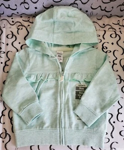 NWT Baby Girl Carters Ruffled Hooded Cardigan - Mint Green - Sz 9 Months - Picture 1 of 2