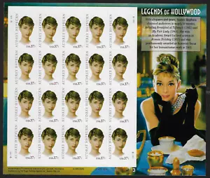 US Stamps — Full Pane — 2003, Legends Of Hollywood : Audrey Hepburn #3786 MNH - Picture 1 of 1