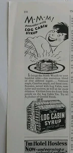 1933 Towles Log Cabin syrup tin boy bed mmm pancakes vintage ad - Picture 1 of 1