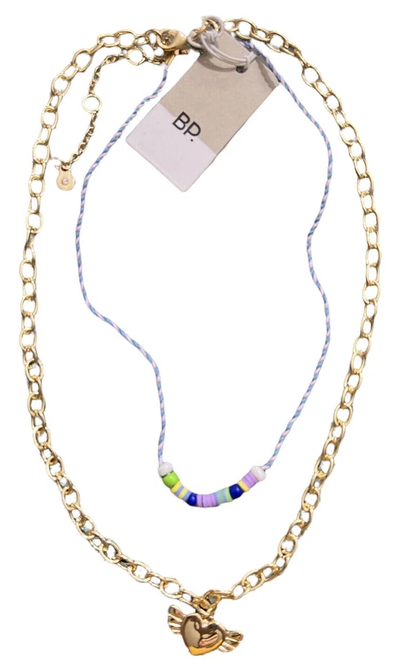 BP. Women's Beaded Choker w/ Heart Charm Gold Multi