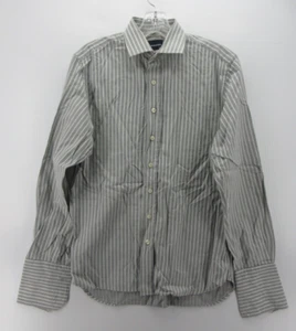 Aquascutum Shirt Men 15 1/2 Gray Button Down French Cuff Striped Preppy Medium - Picture 1 of 12