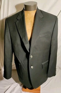 Men Chaps Ralph Lauren Black Wool Silver Button Blazer Coat Jacket 44S VTG NWOT - Picture 1 of 7