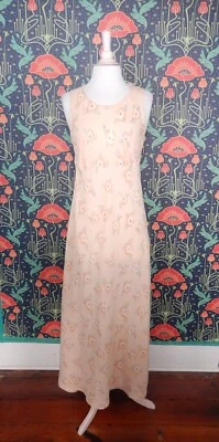 Vintage 90's Y2K Peach Empire Waist Floral Cottagecore Grunge Maxi Dress - Image 1 of 4