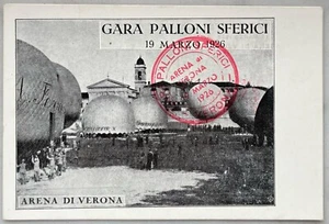 ITALY 1926 POSTCARD RACE BALLOONS SPHERICAL ARENA DI VERONA - Picture 1 of 2