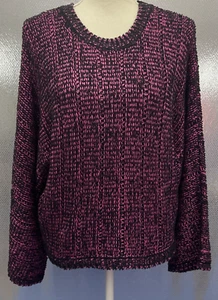 Jack By BB Dakota Sweater Womens Sz XS Black Pink Slide Right In Oversized NWT - Picture 1 of 9