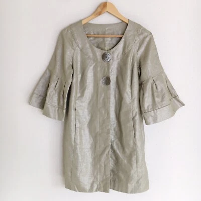 Casaco de inverno LAL Live A Little feminino tamanho pequeno metálico dourado manga sino - Imagem 1 de 4