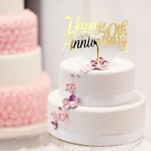 Gold Acrylic 'Happy 40th Anniversary' Cake Topper - Picture 1 of 3